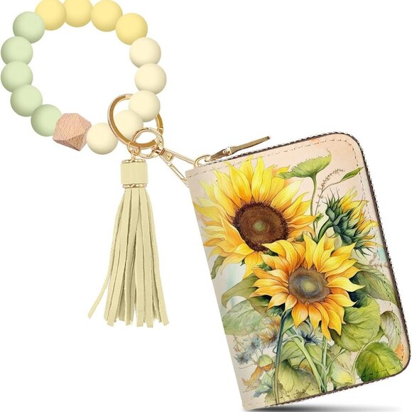 Credit Card Holder RFID Wallet, Small Card Holder Wallet for Women with Keychain - Picture 1 of 6